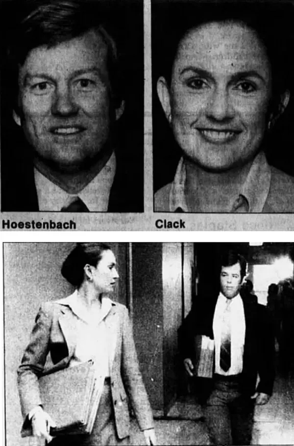 Newspaper photos of attorneys Hoestenbach and Clack during the Johnny Foote case
